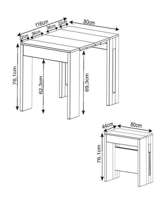 Hanah Home Mesa consola extensible Nivo - Sapphire Oak Hanah Home Mesa consola extensible Nivo - Sapphire Oak